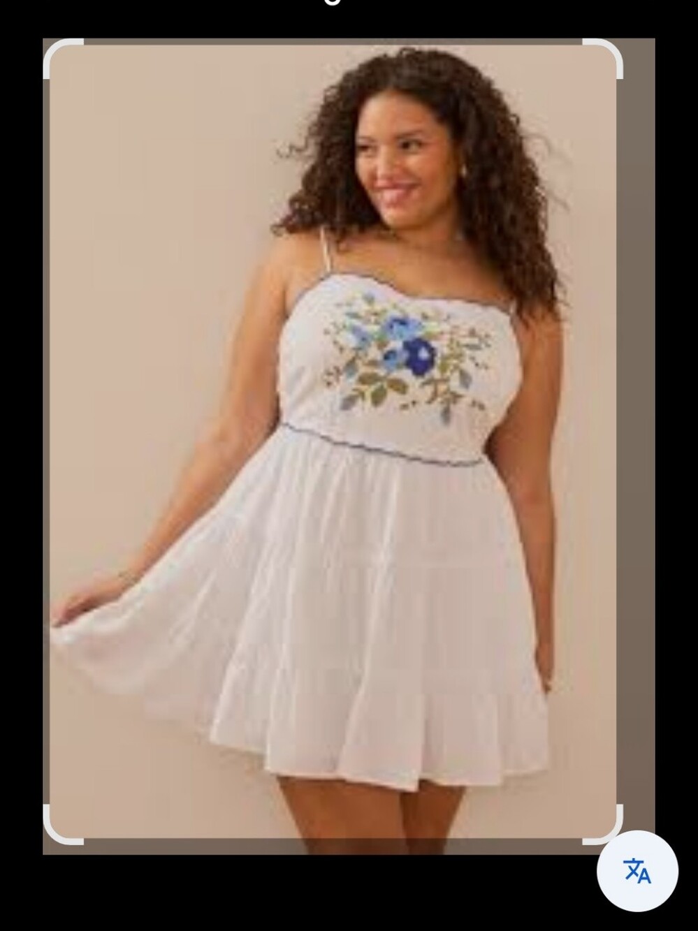 ARULA White Sundress with Blue and Green Floral Embroidery, Size 2x - Picture 11 of 11
